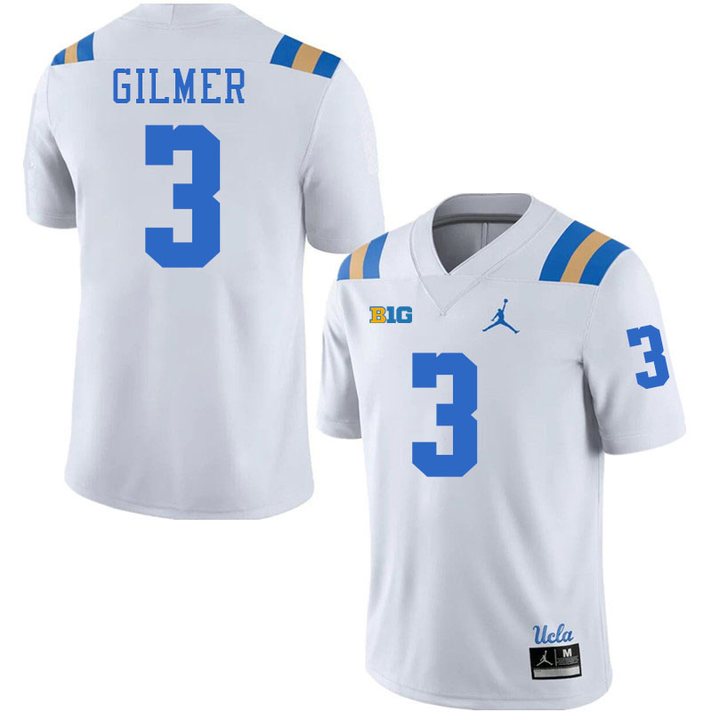 Men #3 Kwazi Gilmer Big 10 Conference College Football Jerseys Stitched-White